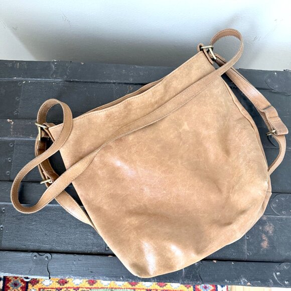 Convertible Leather Backpack Purse Crossbody Shoulder Bag Distressed Brown hobo - Picture 2 of 9